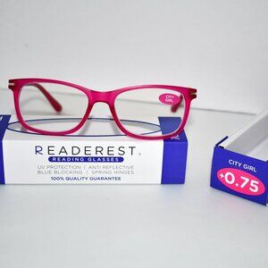 Readerest Blue Light Blocking Reading Glasses City Girl Pink, 0.75 Magnification